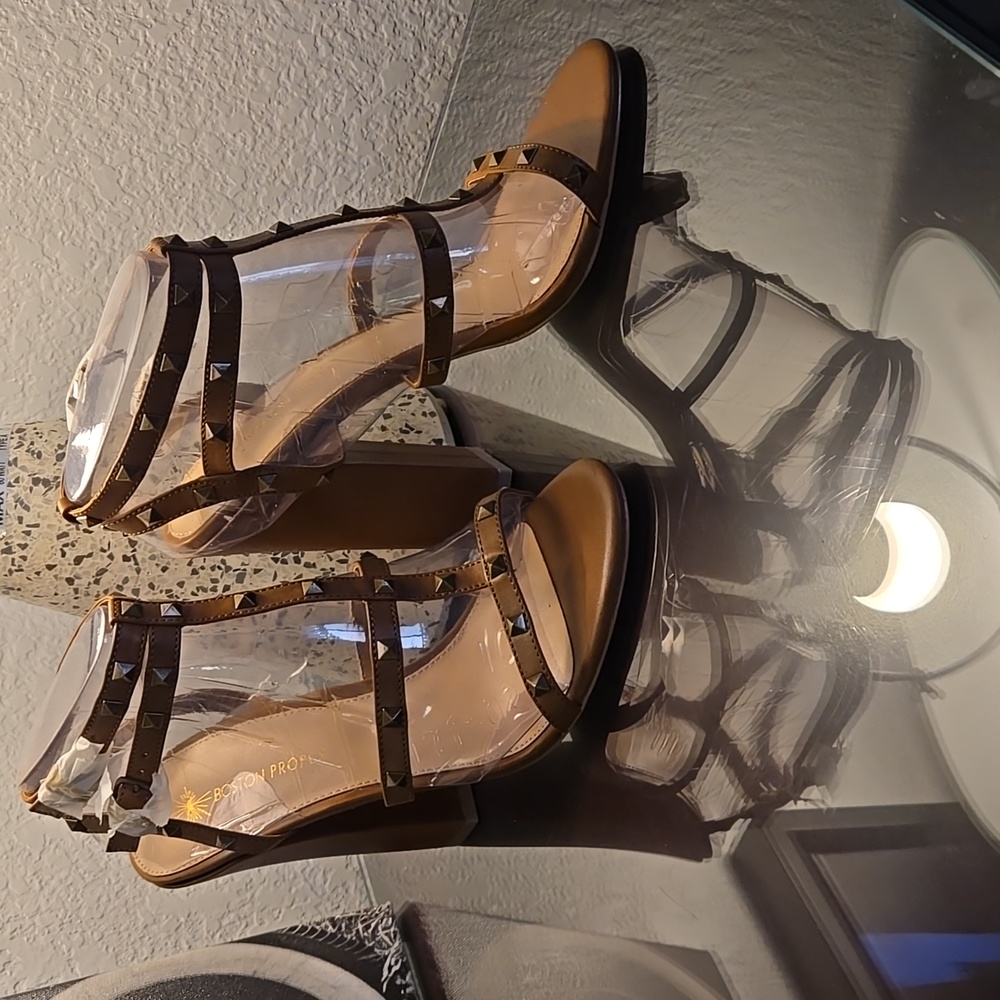 Boston Proper Studded Cage Sandals size 10, color Cognac  S200